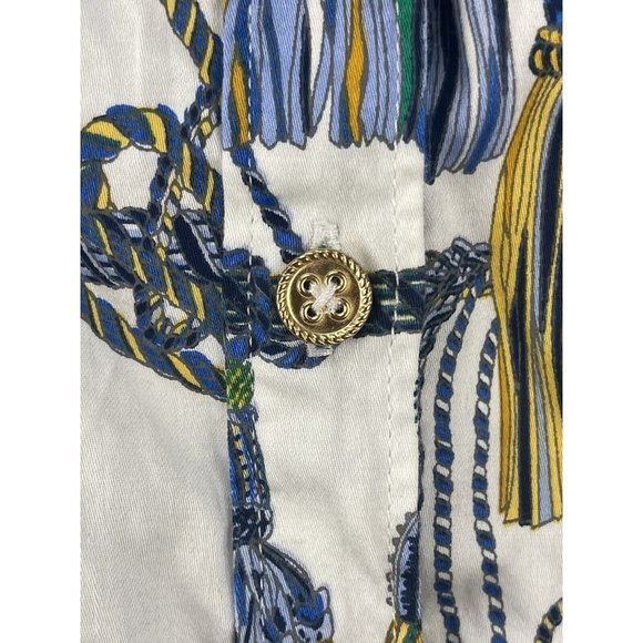 Tommy Hilfiger Shirt Womens Size Large Long Sleeve Tassel Print Button Front - Picture 13 of 16